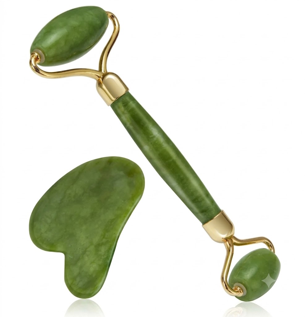 Original Natural Jade Roller & Gua Sha Set – Face Massager for Skin Care, Facial Roller for Face, Eyes & Neck – Anti-Puffiness, Wrinkle Reduction, Noiseless Beauty Tool – Self-Care Gift for Women & Men